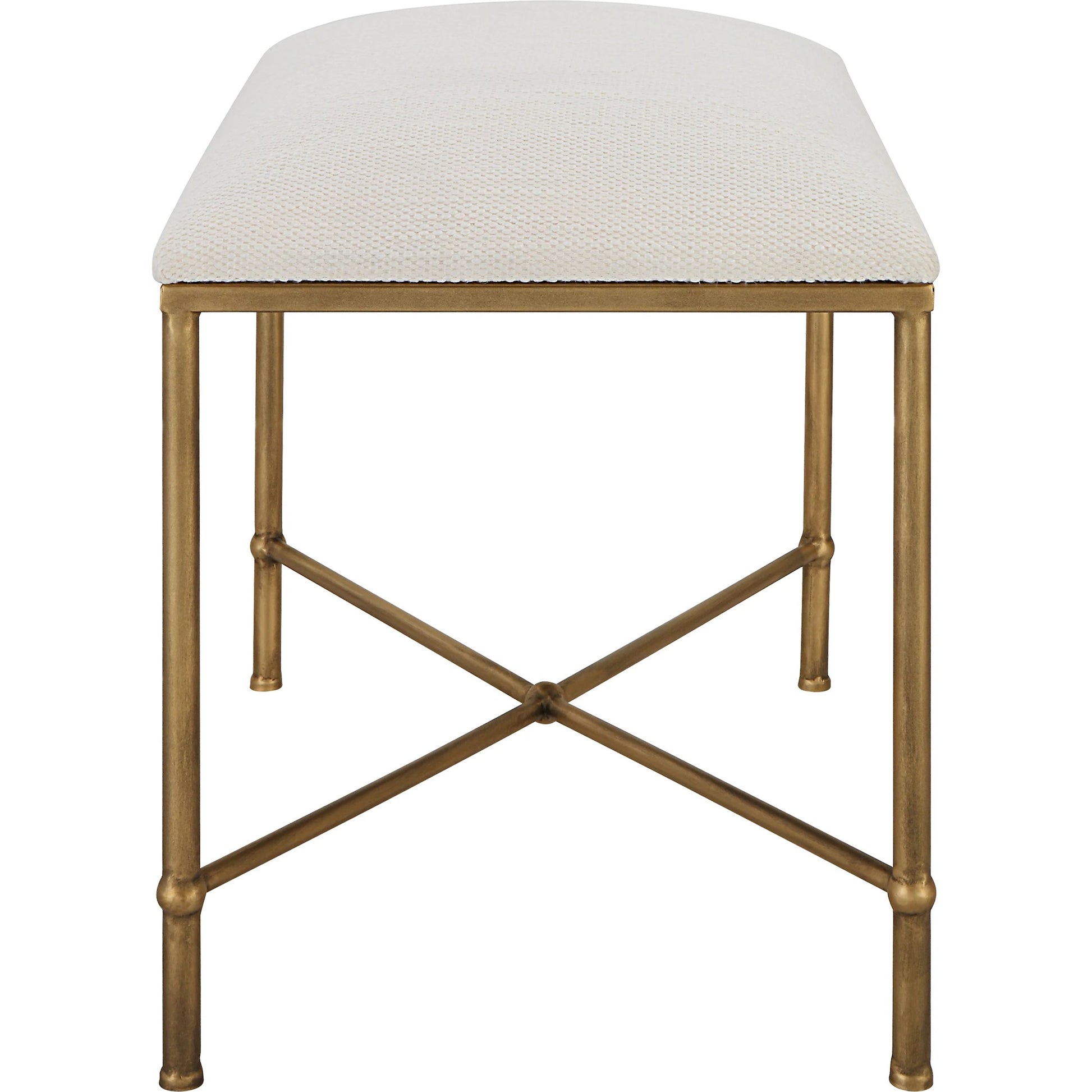 Avenham Small Bench by Uttermost. Made from foam, fabric, mdf, iron in a modern style.