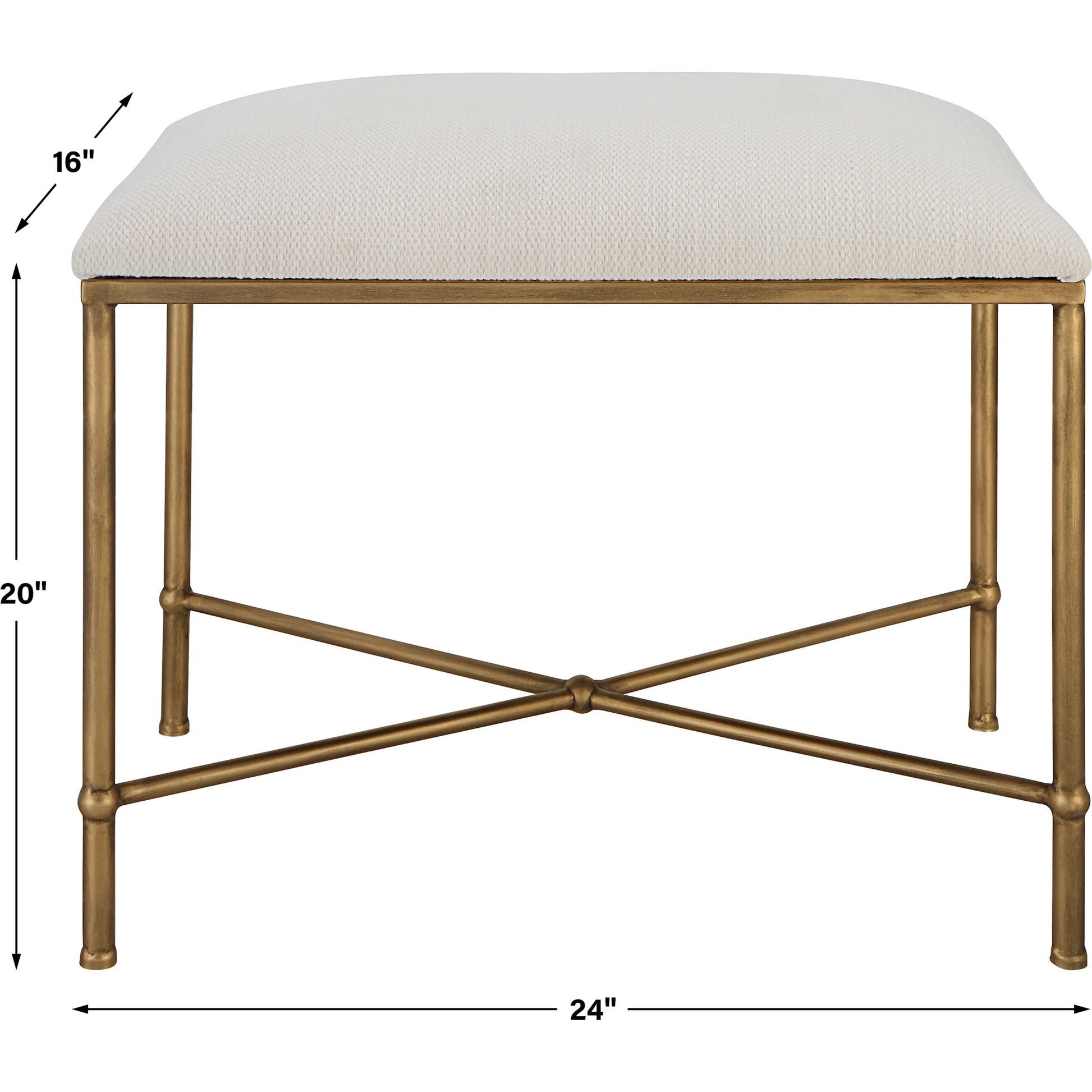Avenham Small Bench by Uttermost. Made from foam, fabric, mdf, iron in a modern style.