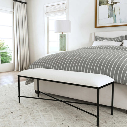 Avenham Bench by Uttermost in satin black. Made from foam, fabric, mdf, iron in a coastal style.