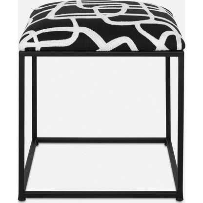Twists and Turns Accent Stool by Uttermost in matte black. Made from iron, mdf, foam, polyester in a modern style.