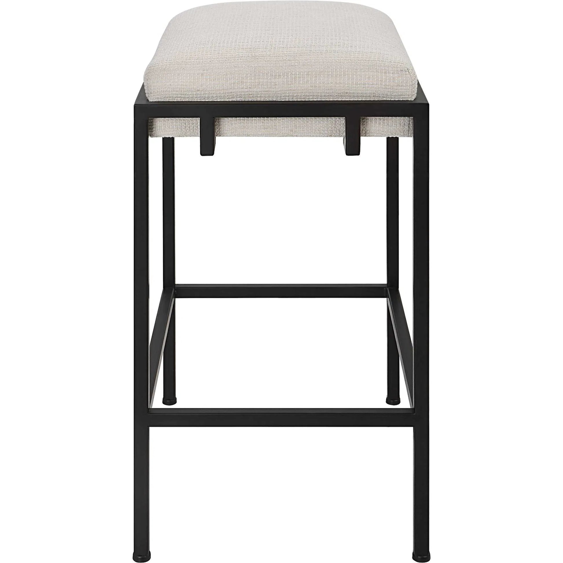 Paradox Counter Stool by Uttermost in matte black. Made from iron, mdf, foam, polyester in a modern style.