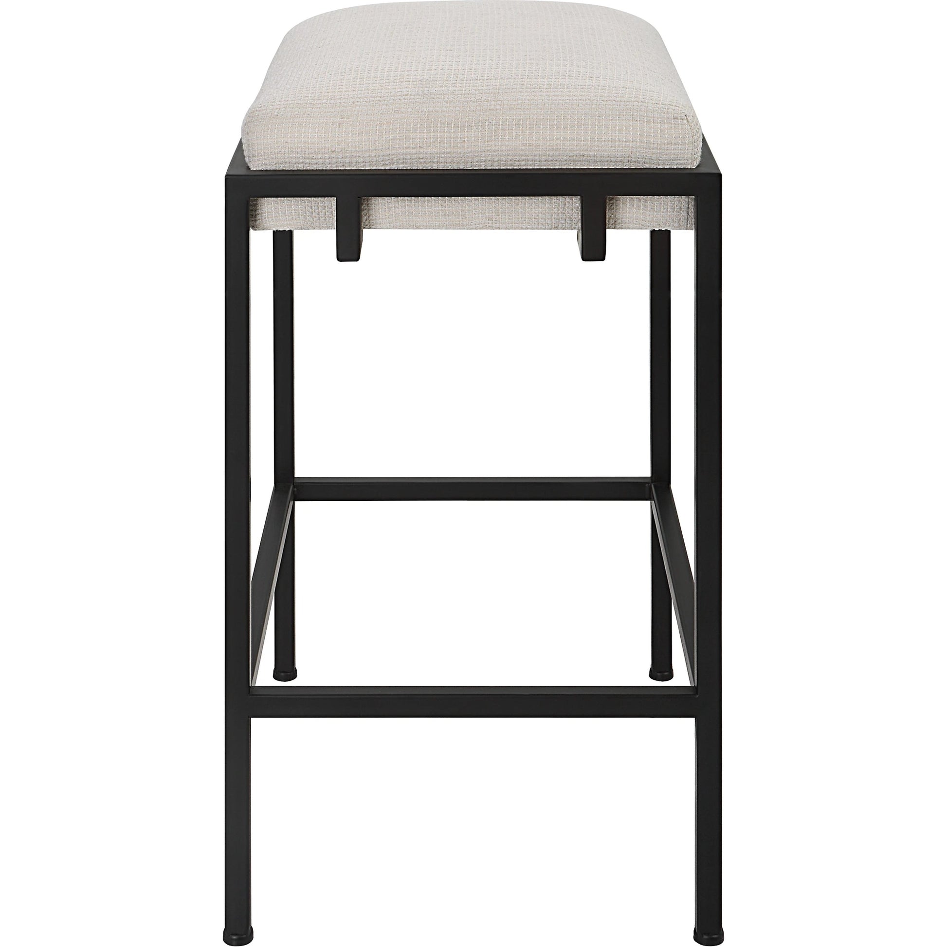 Paradox Counter Stool by Uttermost in matte black. Made from iron, mdf, foam, polyester in a modern style.