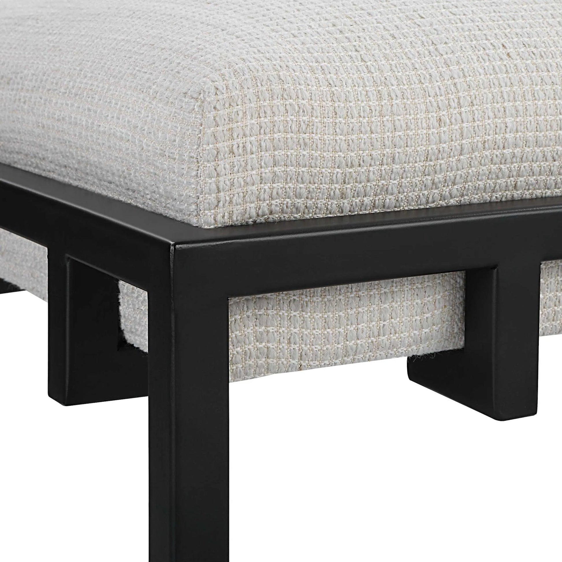 Paradox Counter Stool by Uttermost in matte black. Made from iron, mdf, foam, polyester in a modern style.