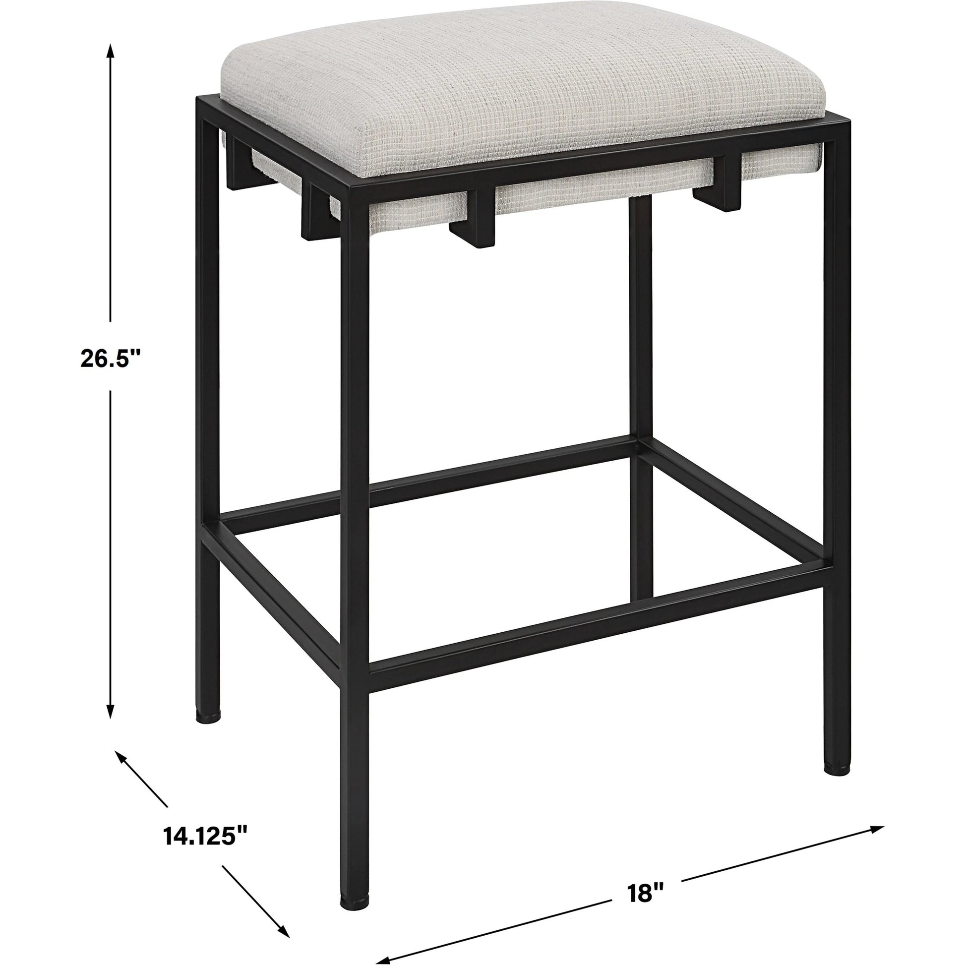 Paradox Counter Stool by Uttermost in matte black. Made from iron, mdf, foam, polyester in a modern style.
