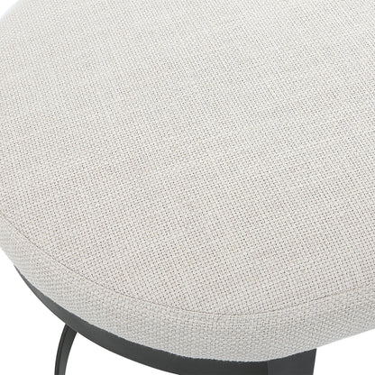 Infinity Accent Stool by Uttermost in gold. Made from metal, mdf, foam, fabric in a modern style.