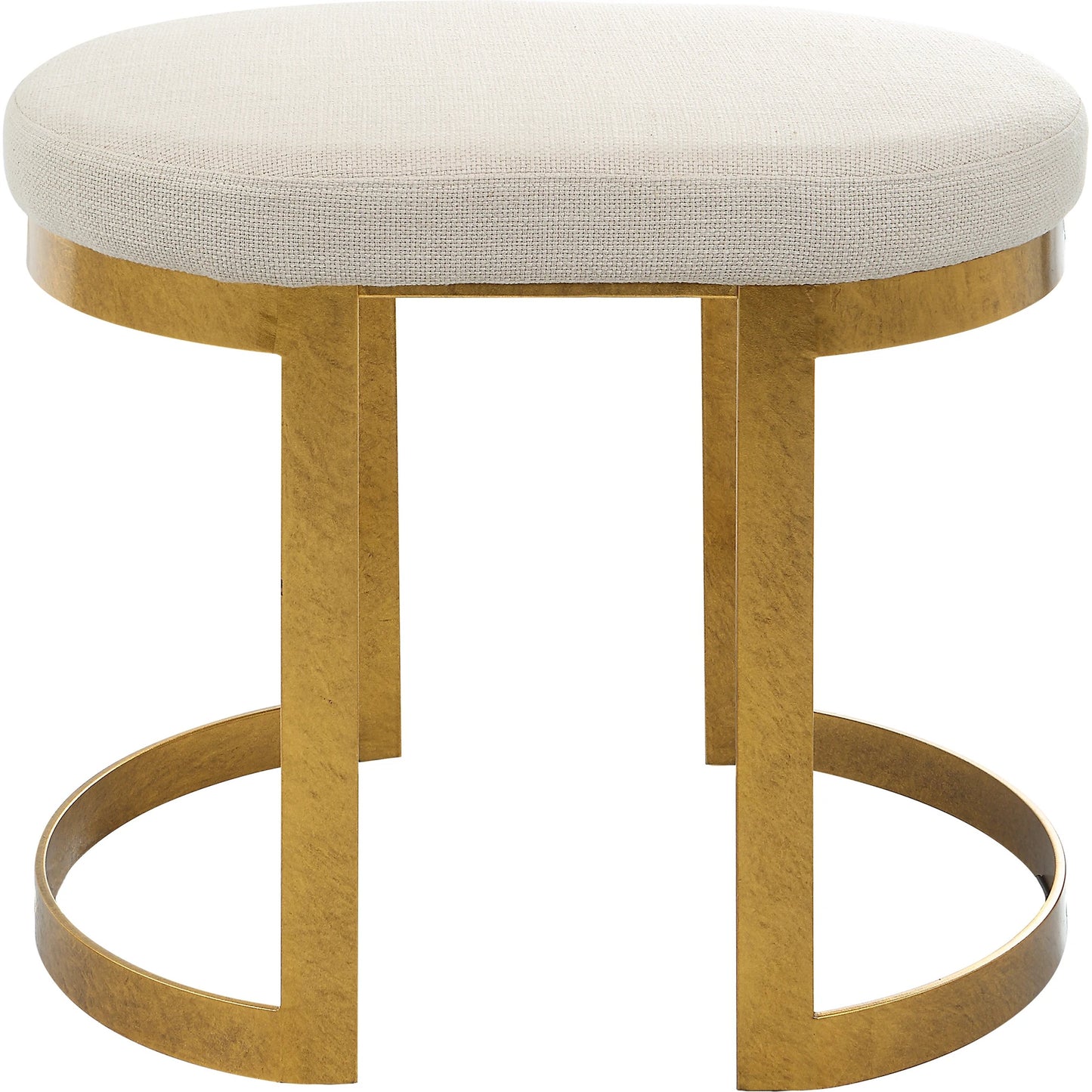 001 SI-1923683 | Primary Silo | Infinity Accent Stool by Uttermost in gold. Made from metal, mdf, foam, fabric in a modern style.