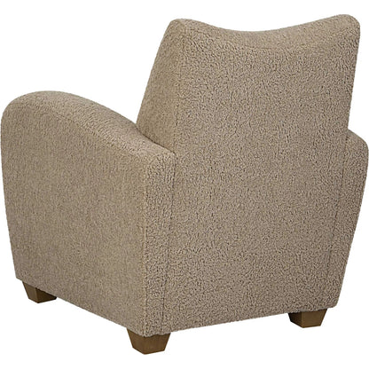 Teddy Accent Chair by Uttermost in walnut. Made from rubber wood, plywood, fabric, foam in a modern style.