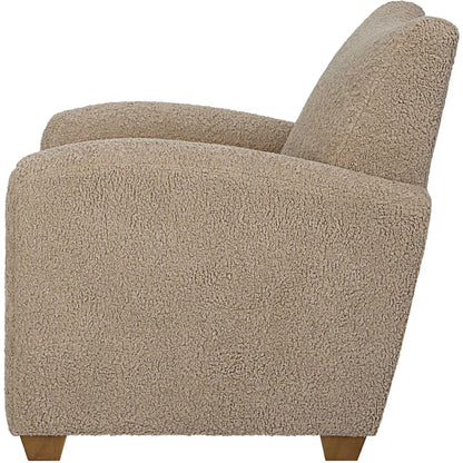 Teddy Accent Chair by Uttermost in walnut. Made from rubber wood, plywood, fabric, foam in a modern style.