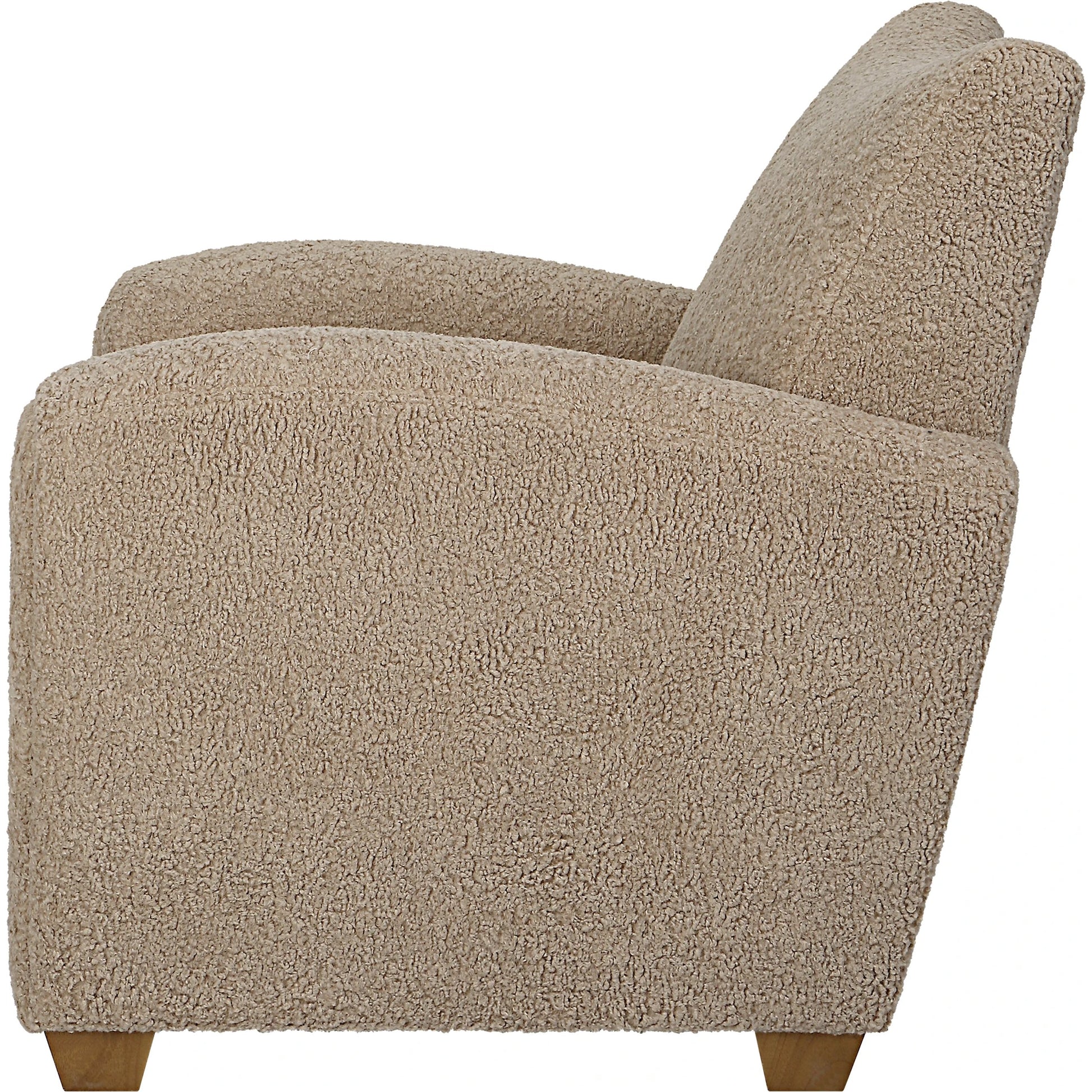 Teddy Accent Chair by Uttermost in walnut. Made from rubber wood, plywood, fabric, foam in a modern style.