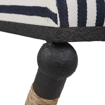 Braddock Counter Stool by Uttermost in navy, cream and iron. Made from mdf, farbic, iron, foam, rope in a coastal style.