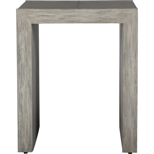 Aerina Modern End Table by Uttermost in gray. Made from mix wood with tsca title vi, faux shagreen, veneer in a modern style.