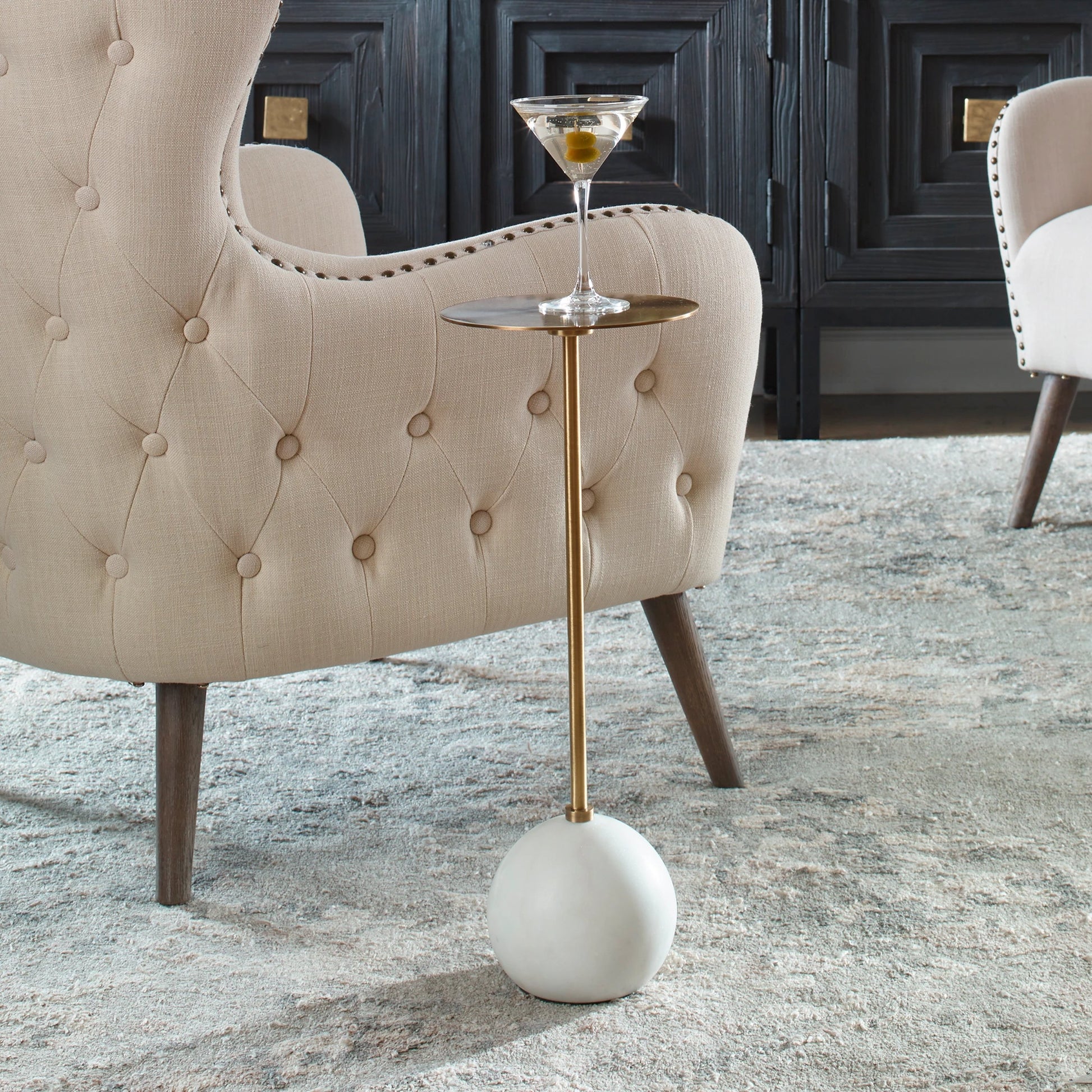 Gimlet Drink Table by Uttermost. Made from metal, marble, solid brass in a modern style.