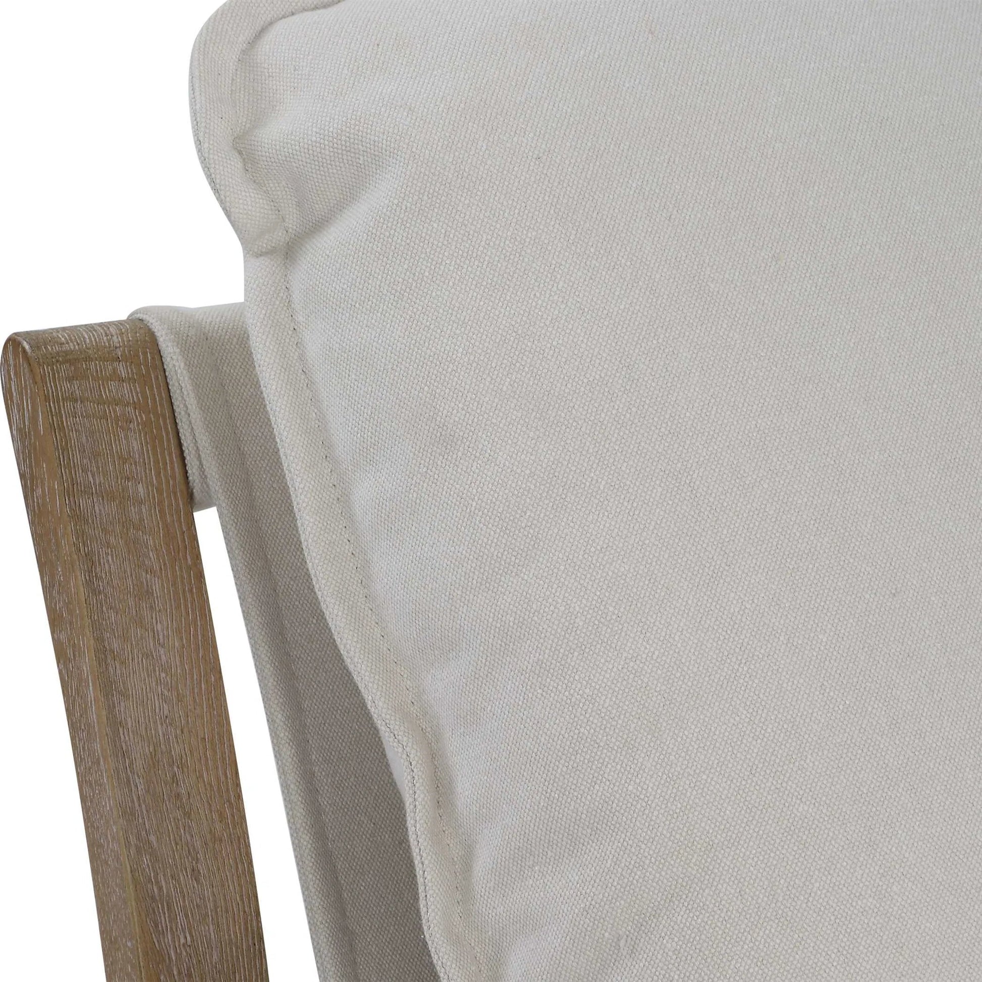 Melora Accent Chair by Uttermost in ceruse oak. Made from oak solid wood, fabric, metal, foam in a modern style.