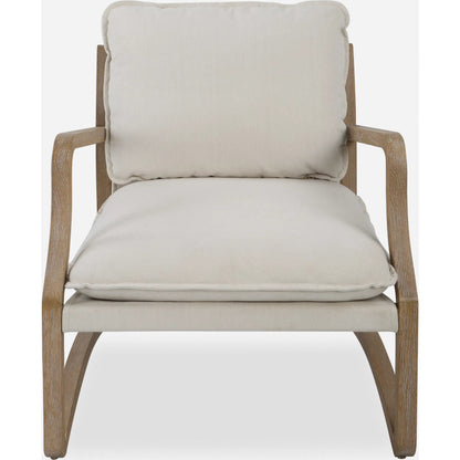 Melora Accent Chair by Uttermost in ceruse oak. Made from oak solid wood, fabric, metal, foam in a modern style.