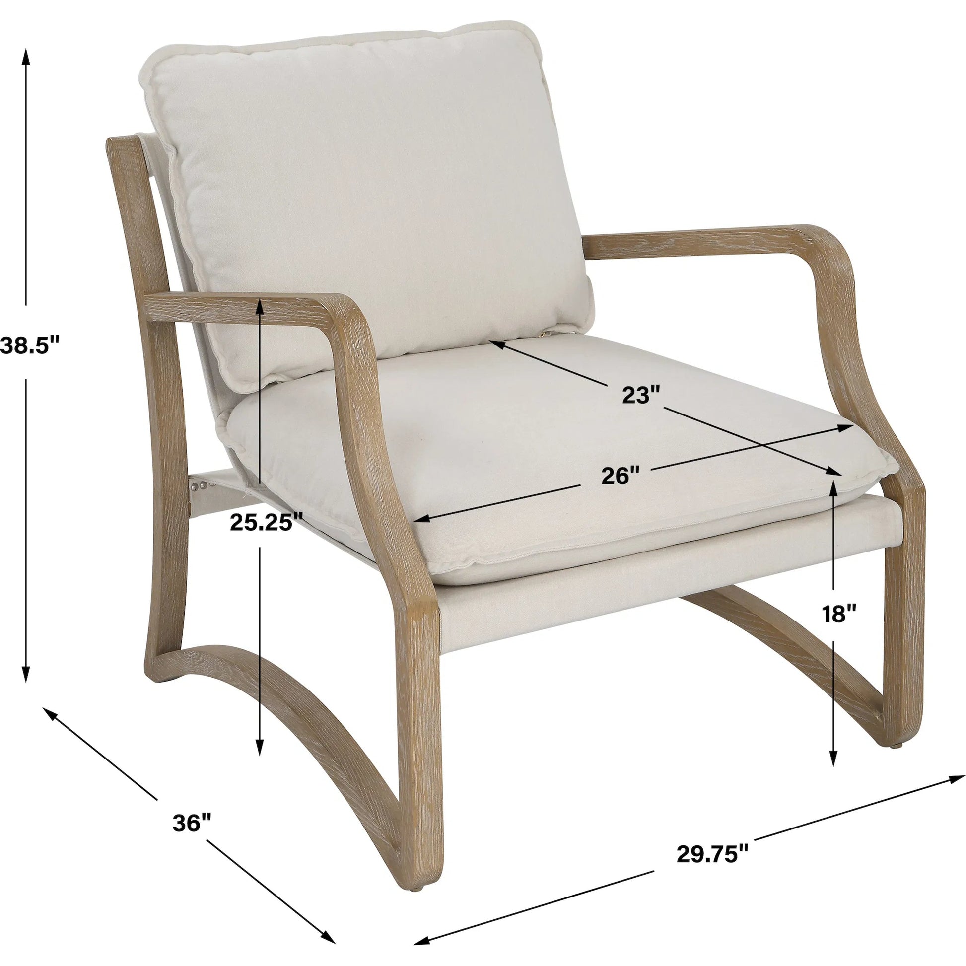 Melora Accent Chair by Uttermost in ceruse oak. Made from oak solid wood, fabric, metal, foam in a modern style.