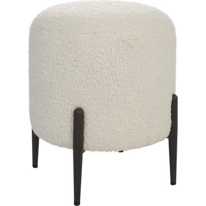 Arles Ottoman by Uttermost in white and satin black. Made from hardwood, plywood, fabric, foam in a transitional style.
