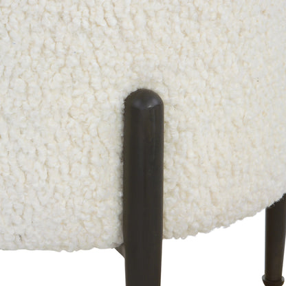 Arles Ottoman by Uttermost in white and satin black. Made from hardwood, plywood, fabric, foam in a transitional style.