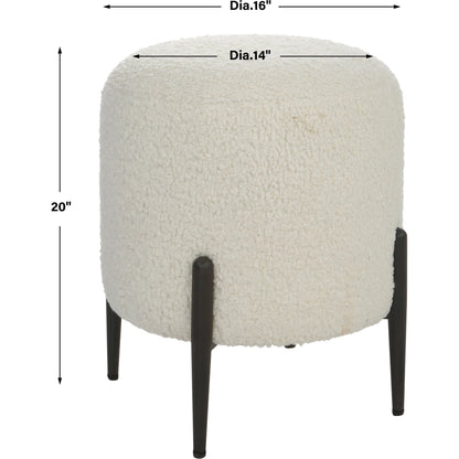Arles Ottoman by Uttermost in white and satin black. Made from hardwood, plywood, fabric, foam in a transitional style.