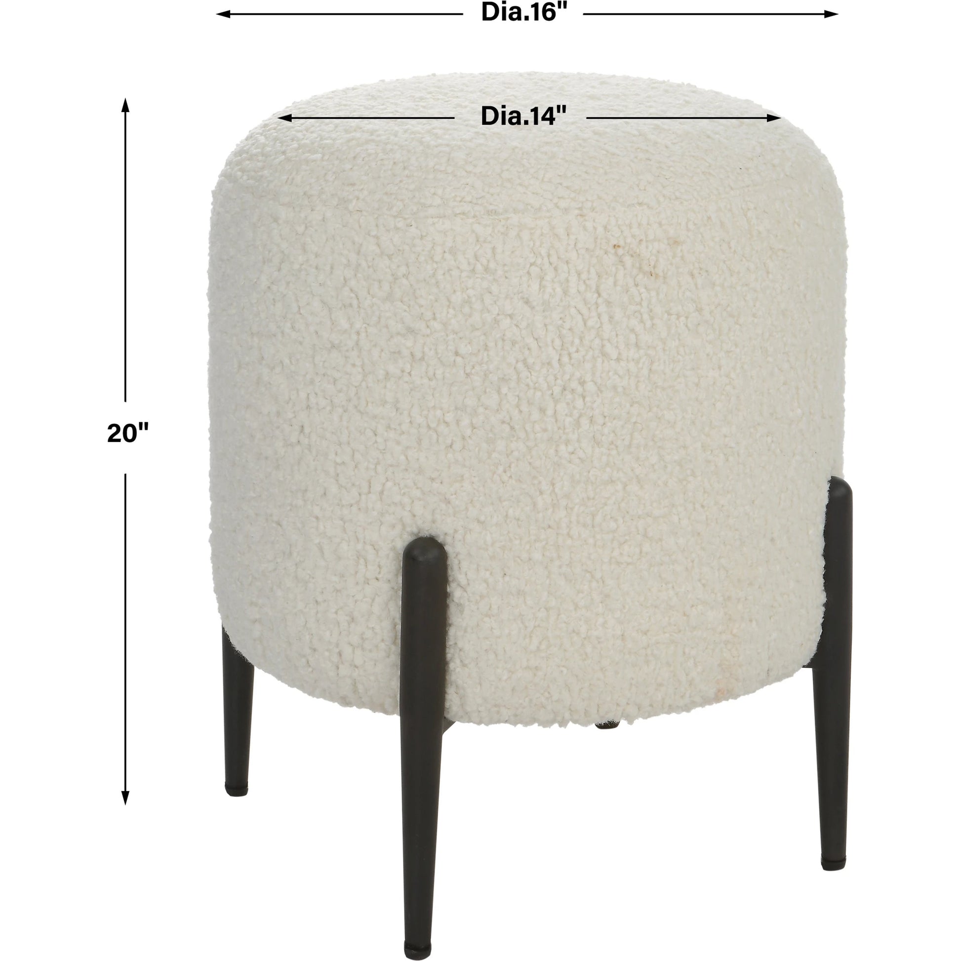 Arles Ottoman by Uttermost in white and satin black. Made from hardwood, plywood, fabric, foam in a transitional style.