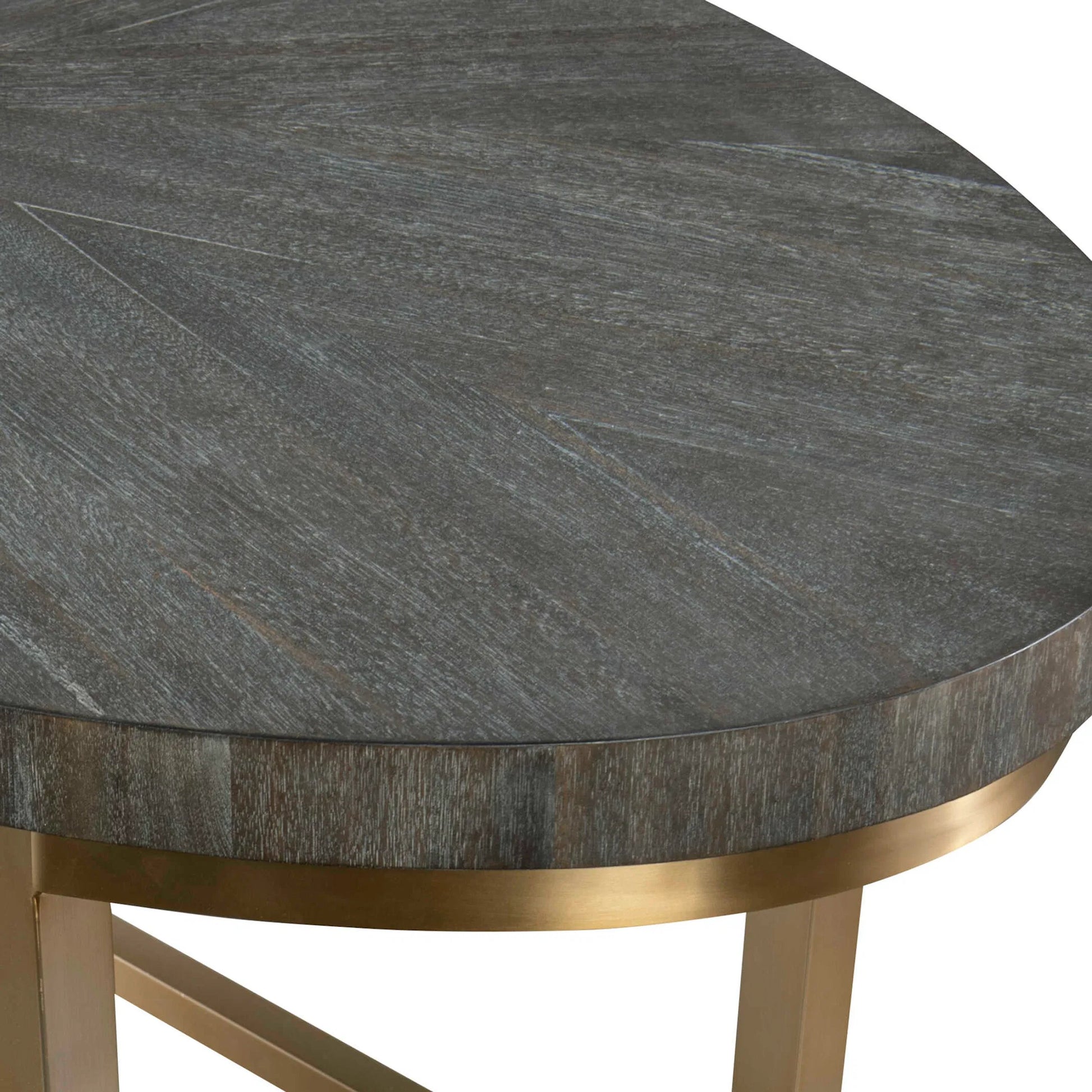 Taja Oval Desk by Uttermost in dark walnut, gray. Made from mdf, acacia veneer, brushed stainless steel in a modern style.