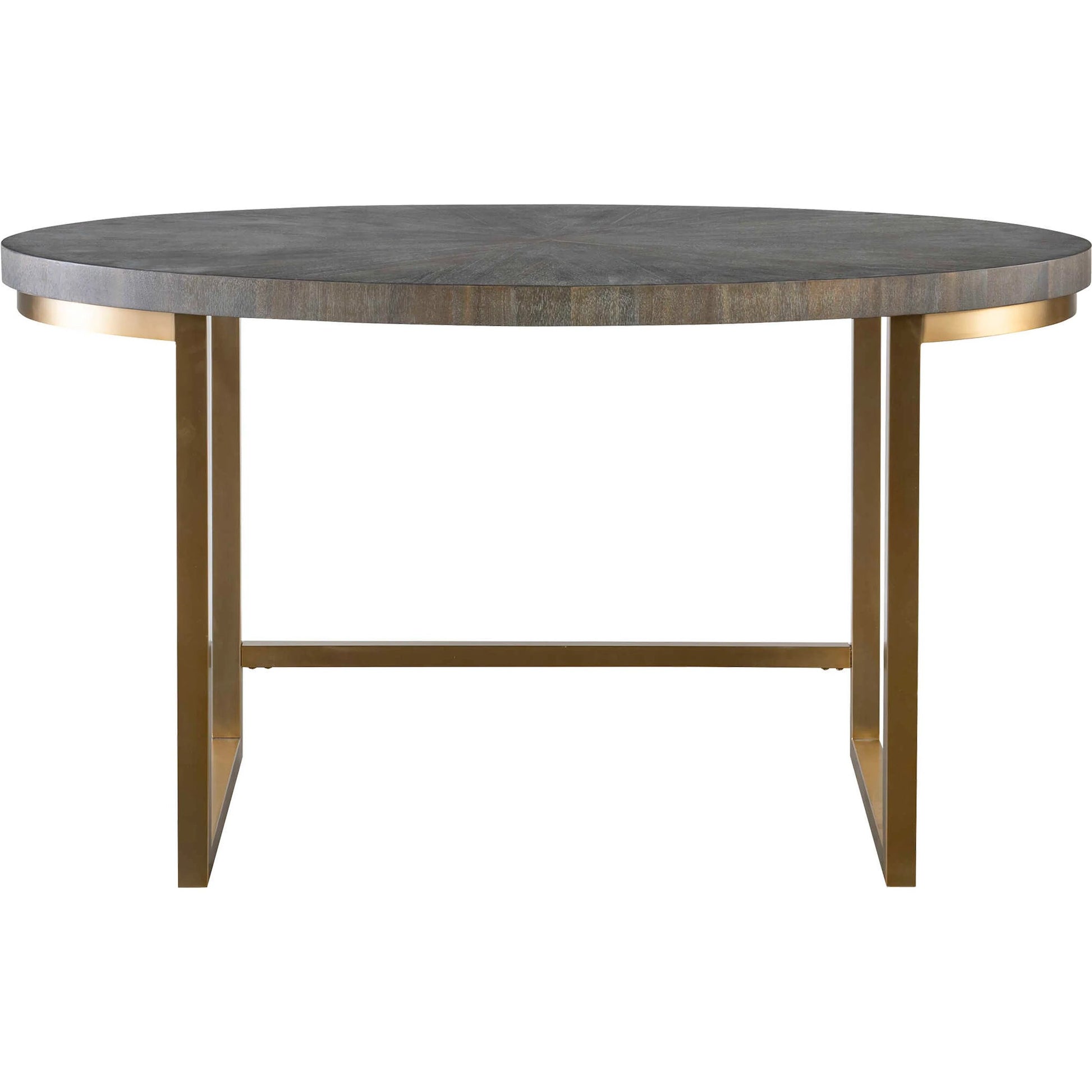 Taja Oval Desk by Uttermost in dark walnut, gray. Made from mdf, acacia veneer, brushed stainless steel in a modern style.