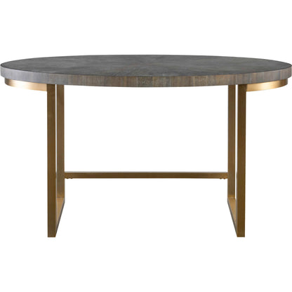 Taja Oval Desk by Uttermost in dark walnut, gray. Made from mdf, acacia veneer, brushed stainless steel in a modern style.