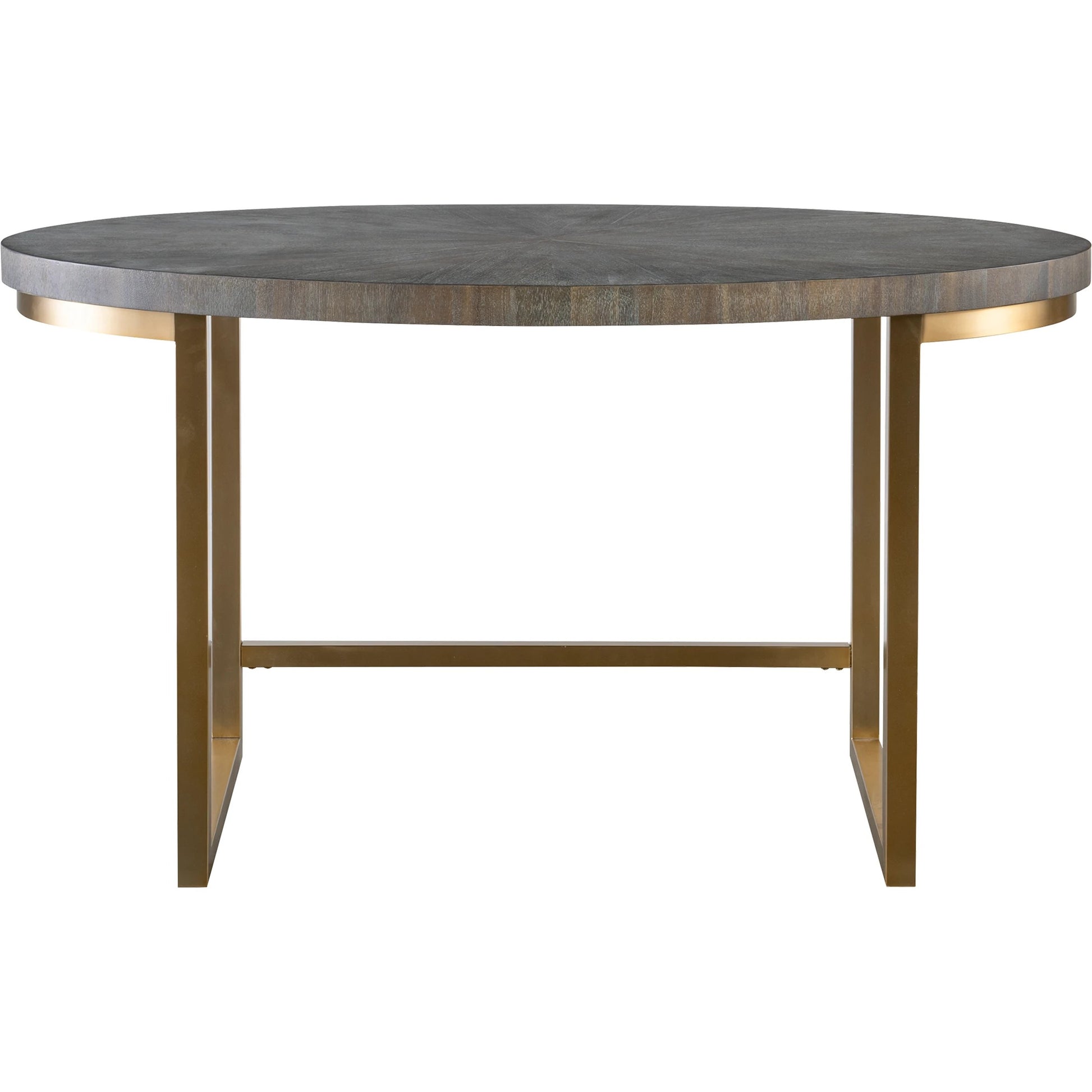 Taja Oval Desk by Uttermost in dark walnut, gray. Made from mdf, acacia veneer, brushed stainless steel in a modern style.