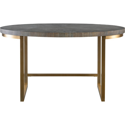 Taja Oval Desk by Uttermost in dark walnut, gray. Made from mdf, acacia veneer, brushed stainless steel in a modern style.