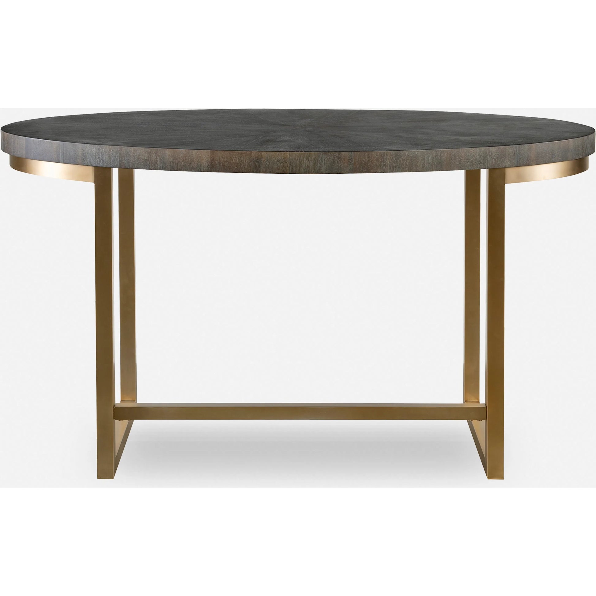 Taja Oval Desk by Uttermost in dark walnut, gray. Made from mdf, acacia veneer, brushed stainless steel in a modern style.
