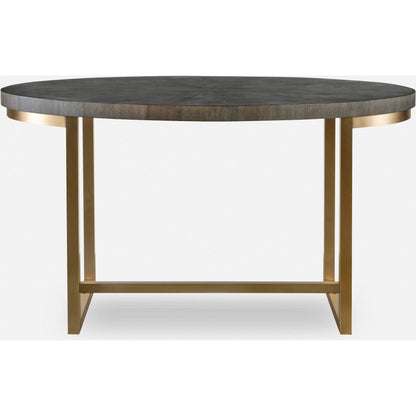 Taja Oval Desk by Uttermost in dark walnut, gray. Made from mdf, acacia veneer, brushed stainless steel in a modern style.