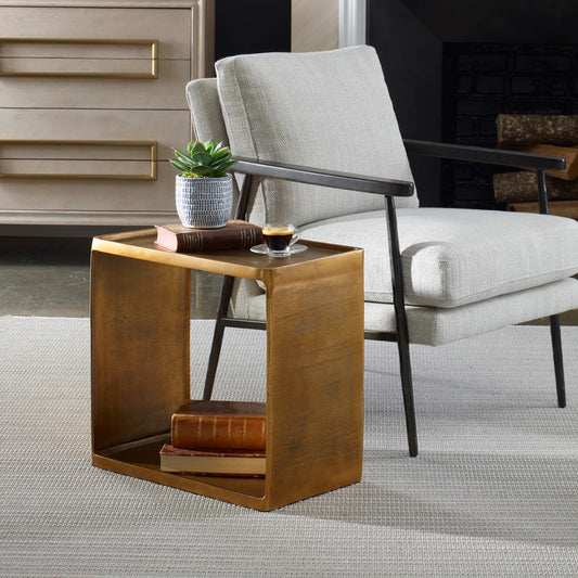 Derwent Side Table by Uttermost. Made from aluminum in a modern style.