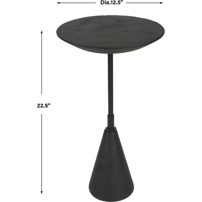 Midnight Accent Table by Uttermost in black. Made from black marble polymer, steel in a modern style.