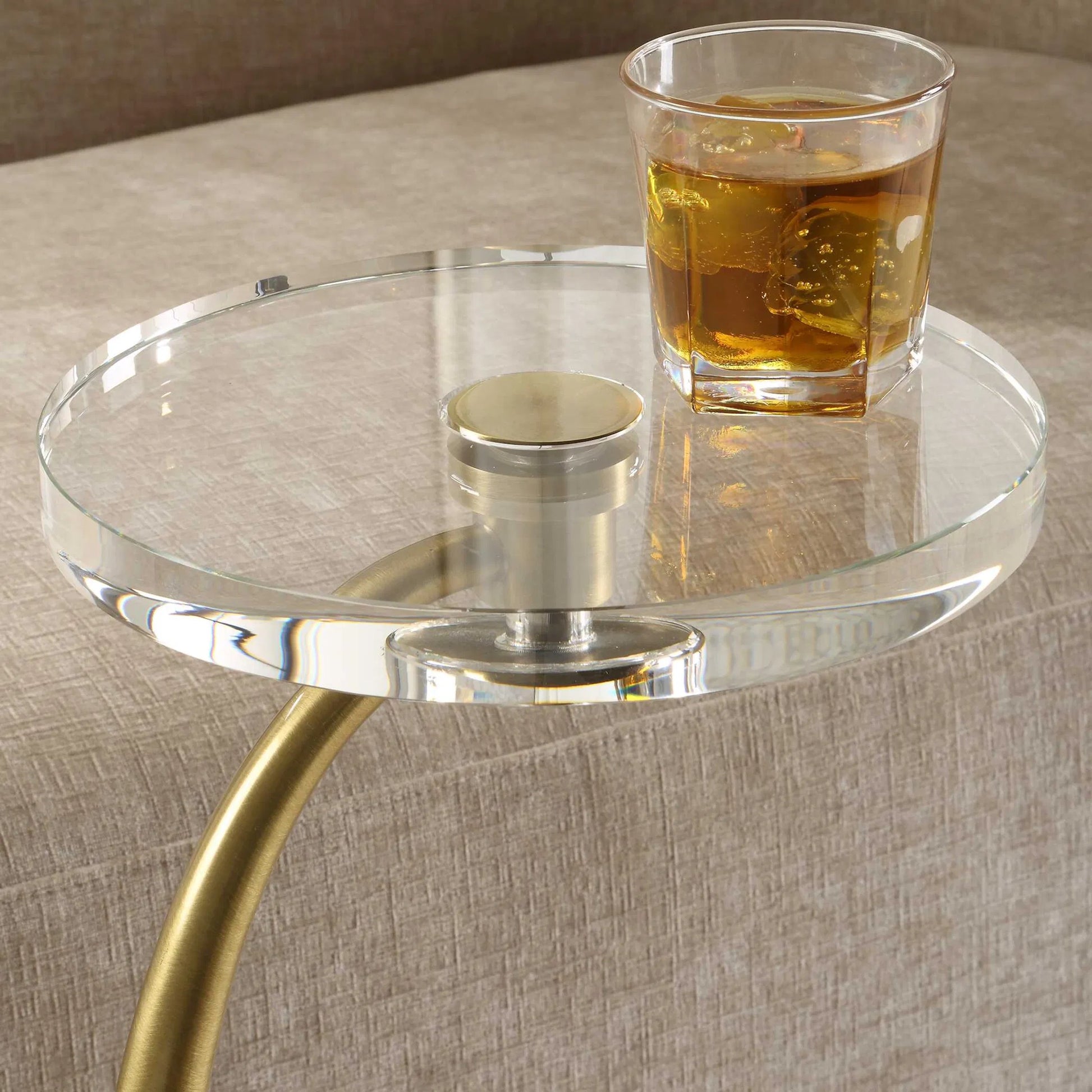 Waveney Drink Table by Uttermost. Made from iron, crystal in a modern style.