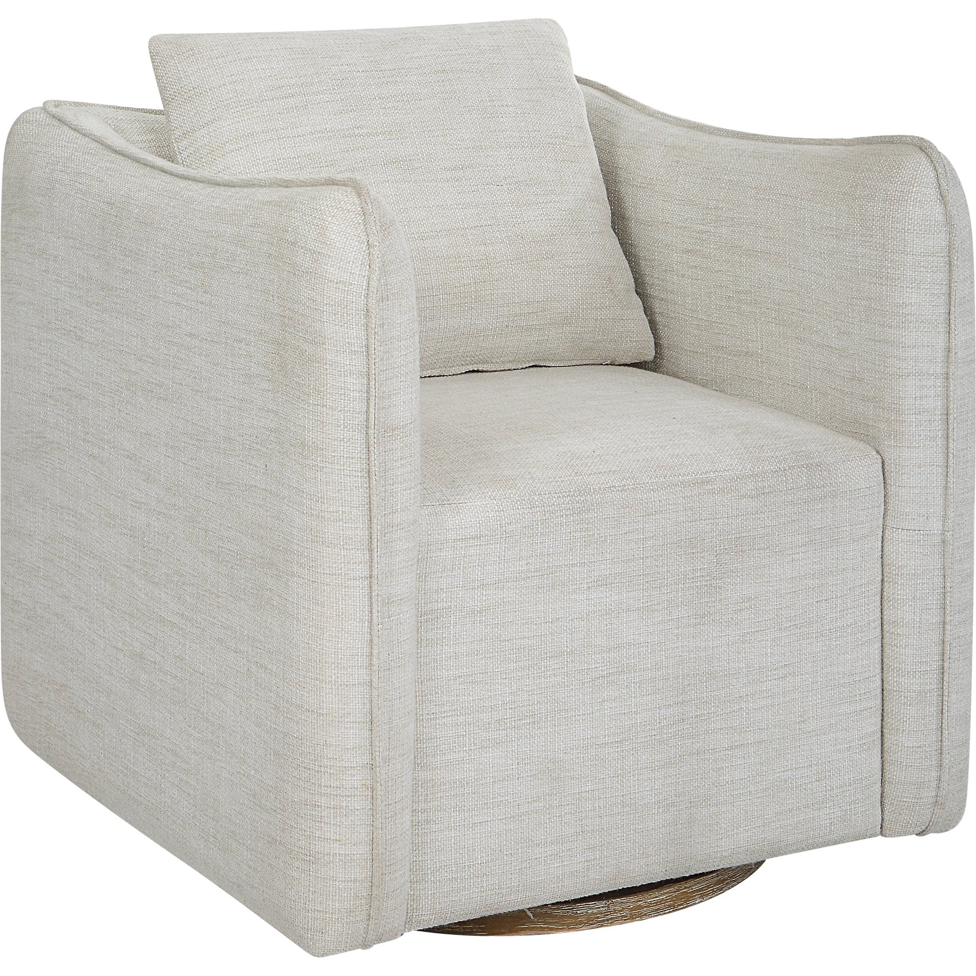 Corben Swivel Armchair by Uttermost in gray. Made from hardwood, plywood, fabric, foam in a modern style.