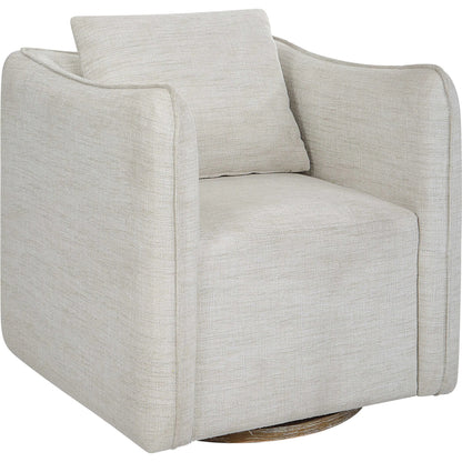 Corben Swivel Armchair by Uttermost in gray. Made from hardwood, plywood, fabric, foam in a modern style.