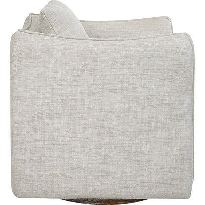 Corben Swivel Armchair by Uttermost in gray. Made from hardwood, plywood, fabric, foam in a modern style.