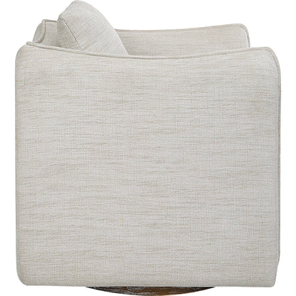 Corben Swivel Armchair by Uttermost in gray. Made from hardwood, plywood, fabric, foam in a modern style.