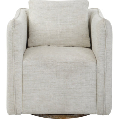Corben Swivel Armchair by Uttermost in gray. Made from hardwood, plywood, fabric, foam in a modern style.