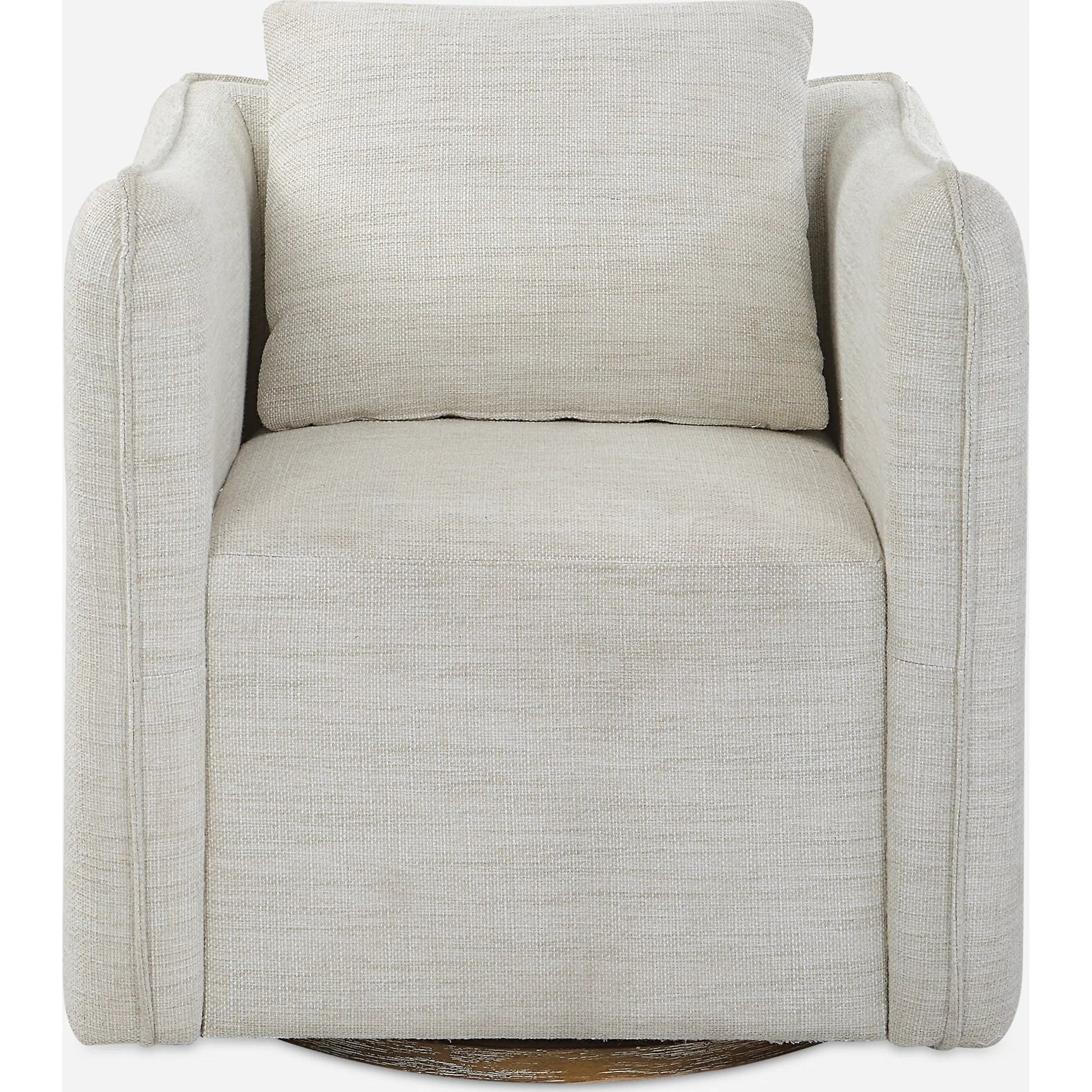 Corben Swivel Armchair by Uttermost in gray. Made from hardwood, plywood, fabric, foam in a modern style.