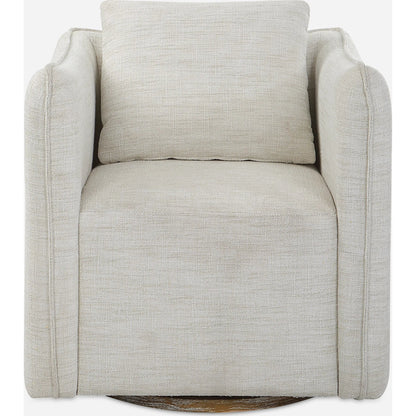 Corben Swivel Armchair by Uttermost in gray. Made from hardwood, plywood, fabric, foam in a modern style.