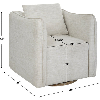 Corben Swivel Armchair by Uttermost in gray. Made from hardwood, plywood, fabric, foam in a modern style.