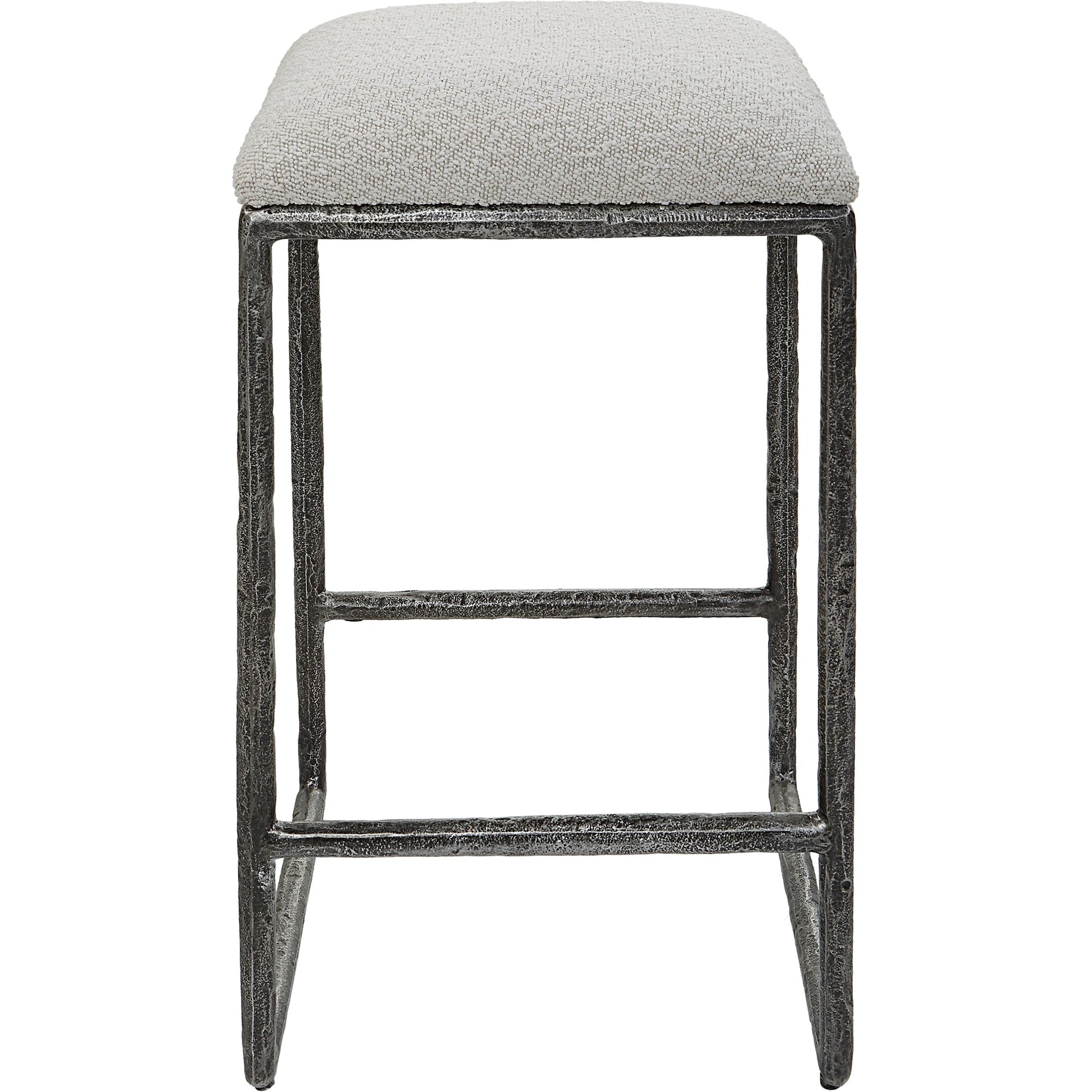 Brisbane Counter Stool by Uttermost in ivory, gray and charcoal. Made from cast iron, mdf, foam, fabric in a modern style.