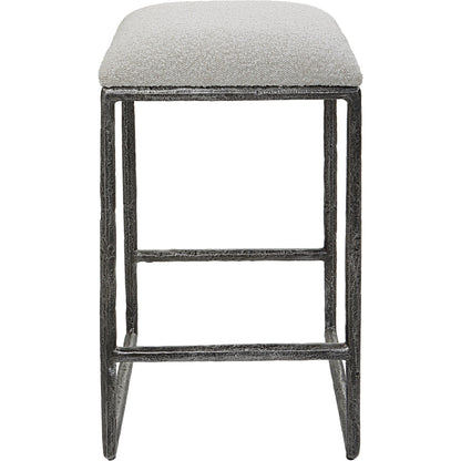 Brisbane Counter Stool by Uttermost in ivory, gray and charcoal. Made from cast iron, mdf, foam, fabric in a modern style.
