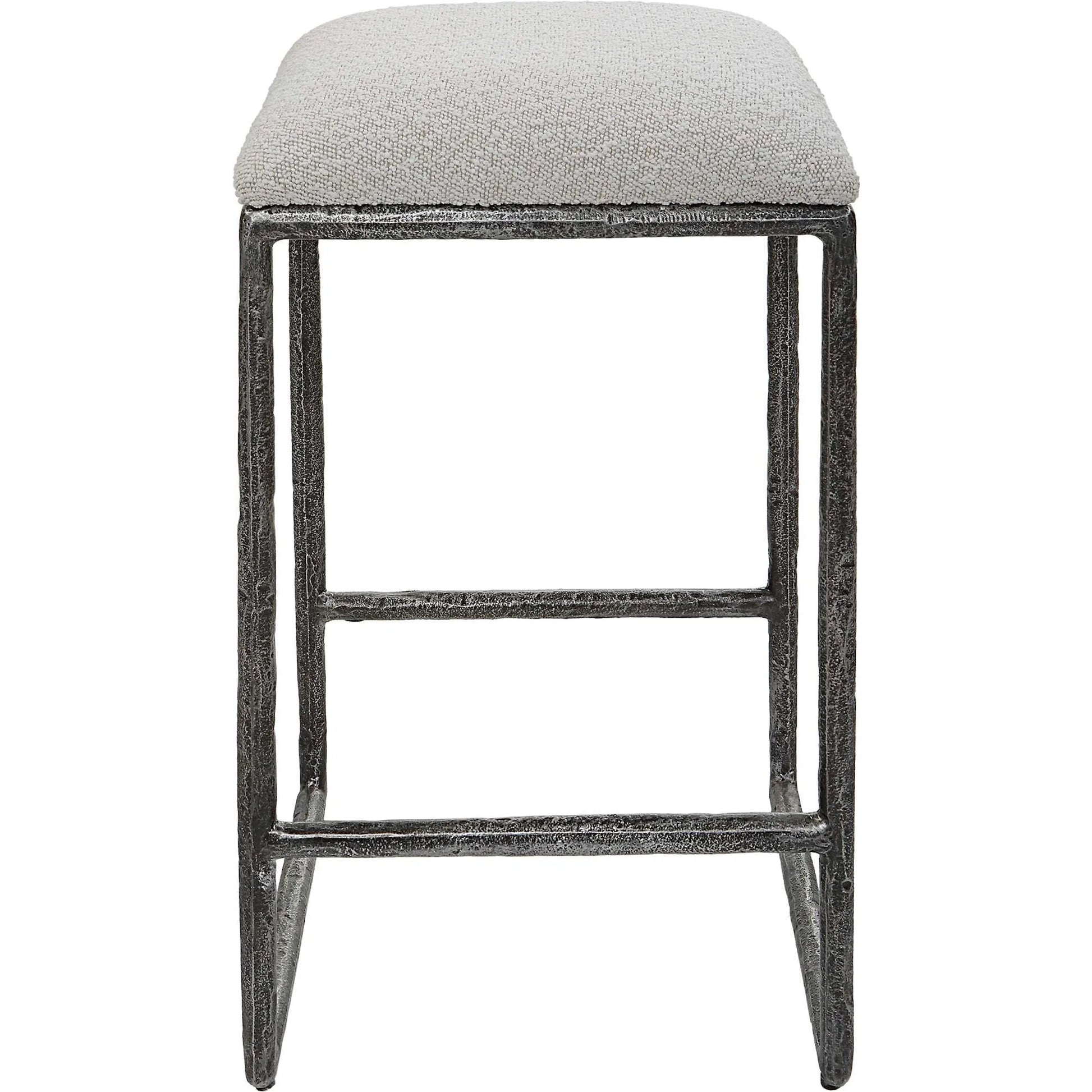 Brisbane Counter Stool by Uttermost in ivory, gray and charcoal. Made from cast iron, mdf, foam, fabric in a modern style.