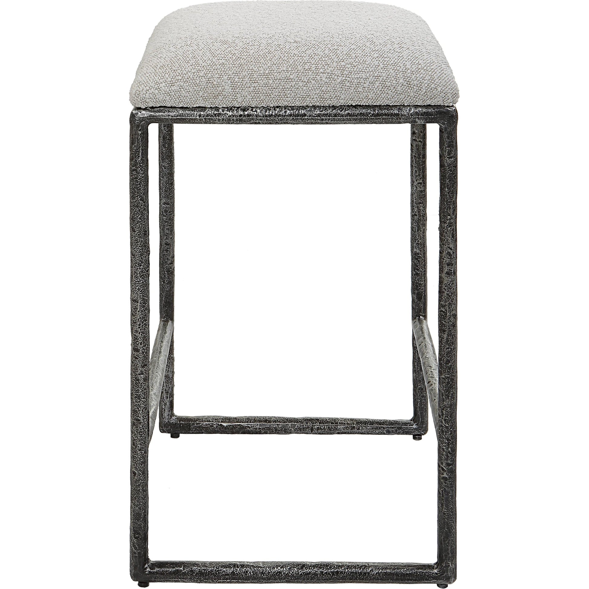 Brisbane Counter Stool by Uttermost in ivory, gray and charcoal. Made from cast iron, mdf, foam, fabric in a modern style.