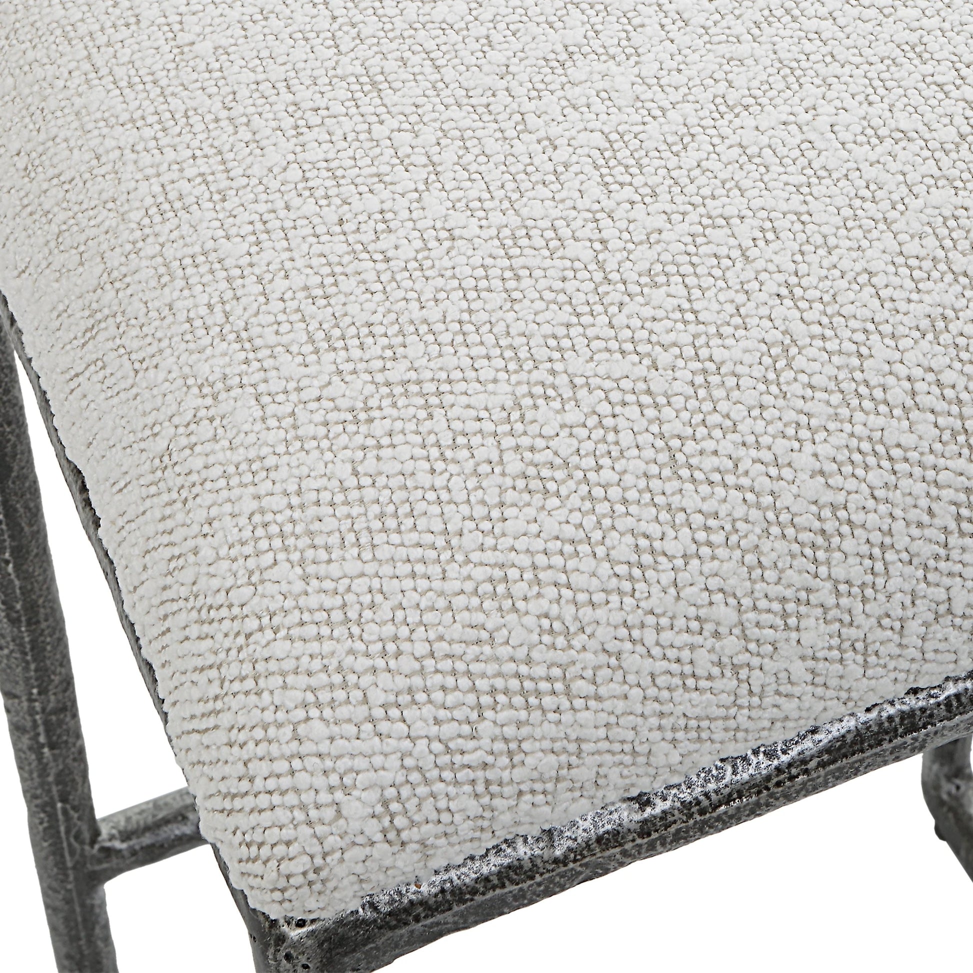Brisbane Counter Stool by Uttermost in ivory, gray and charcoal. Made from cast iron, mdf, foam, fabric in a modern style.
