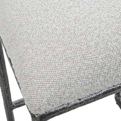 Brisbane Counter Stool by Uttermost in ivory, gray and charcoal. Made from cast iron, mdf, foam, fabric in a modern style.