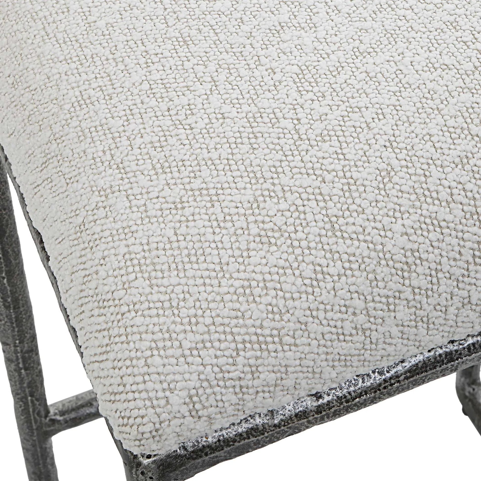 Brisbane Counter Stool by Uttermost in ivory, gray and charcoal. Made from cast iron, mdf, foam, fabric in a modern style.