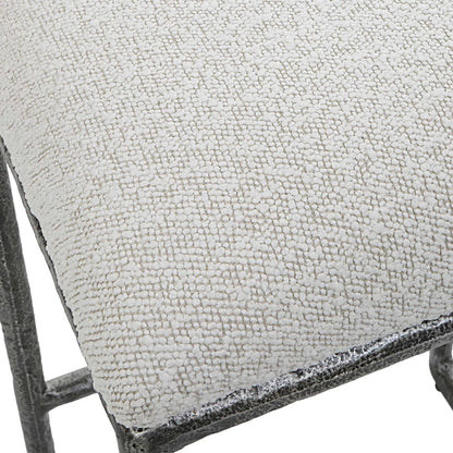 Brisbane Counter Stool by Uttermost in ivory, gray and charcoal. Made from cast iron, mdf, foam, fabric in a modern style.
