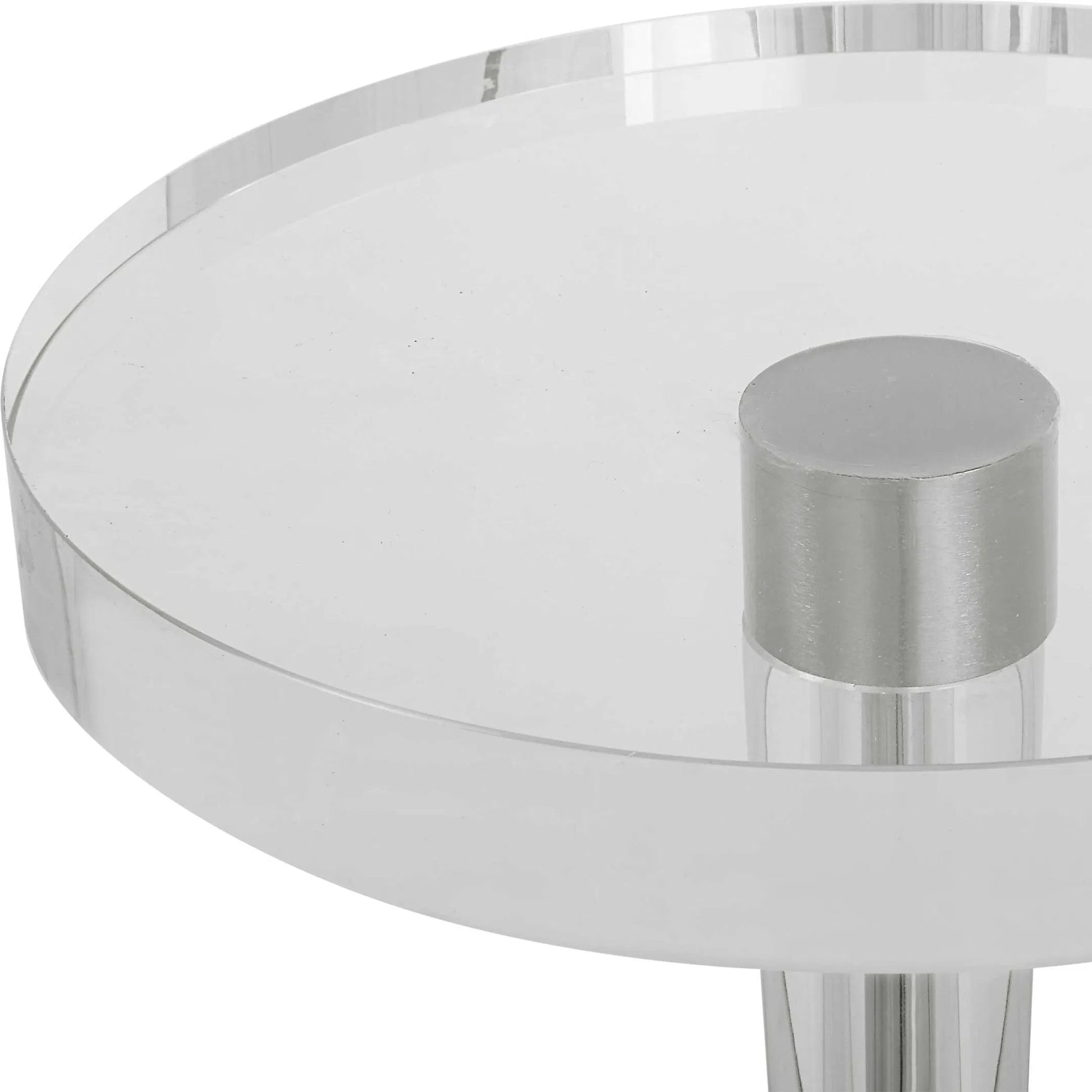 Pria Drink Table by Uttermost in crystal, brushed nickel. Made from crystal, iron in a modern style.
